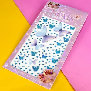 3D crystal butterfly nail art stickers acrylic rhinestone gems for eye and body decoration
