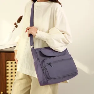 Stylish women crossbody bag casual shoulder bag multi-pocket travel messenger bag purple