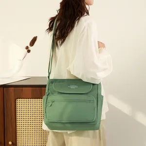 Green crossbody shoulder bag for women multi-pocket casual daily handbag chic fashion purse