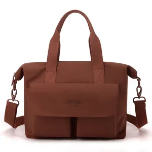 Grand sac cabas fourre tout en nylon leger sac bandouillere voyage travail marron