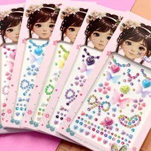 3D Acrylic Crystal Butterfly Heart Gemstone Stickers AB Color Colorful Rhinestone Face Body Nail Art Decorative Stickers