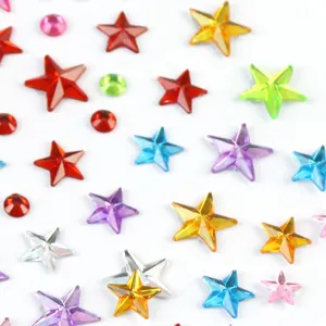 Kleurrijke acryl ster en ronde strass steentjes, glinsterende DIY deco stickers voor hoesje.
