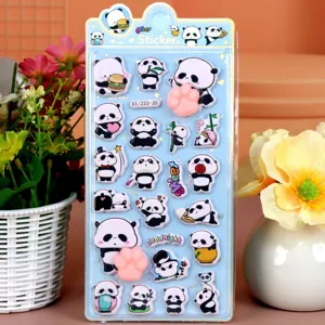 Schattige panda 3D sticker set, zachte decompressie speelgoed stickers voor kinderen.