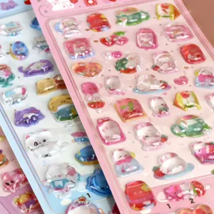 Cute 3D crystal epoxy puffy stickers cartoon anime design for scrapbooking DIY decoration