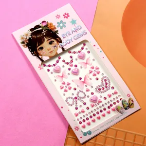 3D butterfly rhinestone face body gems crystal adhesive stickers pink heart makeup art decor