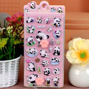 Schattige 3D panda stickers in reliëf decompressie kattenpoot stickers briefpapier kind