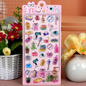 3D stereo Japanese crystal epoxy relief stickers, cute cartoon cat and daily items design for kids.