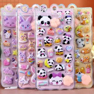Cute cartoon animal puffy squishy stickers set cute cat panda rabbit decompression toy