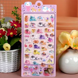 Detailed view of 3D cute cartoon puppy crystal epoxy stickers, perfect for kids crafts.