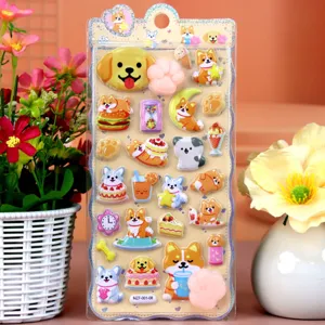 Cute Japanese puffy shiba inu stickers, soft slow-rise squishy cat paw designs for kids decor.
