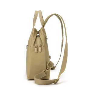 Zaino casual versatile in nylon kaki, zainetto multifunzionale con spallacci resistenti.