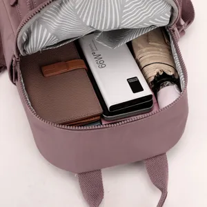 Stiloso zaino viola da donna di grande capacita borsa da viaggio casual in nylon