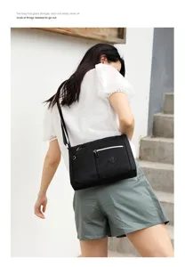 Women crossbody shoulder bag trendy nylon large capacity square bag for autumn daily use