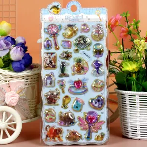 3D relief crystal drop glue stickers cute cartoon magical wand animals decorative crafts