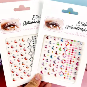Gemmes de Visage en Cristal 3D Autocollants Yeux Strass Tatouages Temporaires Art Corporel Bijoux Paillettes pour Maquillage de Fête