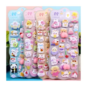 Set adesivi squishy con animali carini, giocattoli antistress 3D cartoni animati per bambini.
