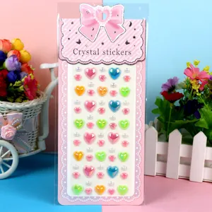 Colorful heart acrylic rhinestone crystal stickers for kids DIY craft decoration 1 pack