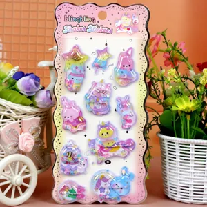 3D puffy shaker stickers cute glitter cartoon rabbit and unicorn decorative stationery
