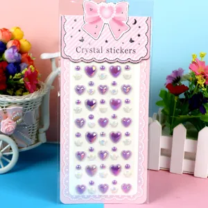 Crystal heart stickers DIY acrylic diamond gem stickers for kids crafts decoration