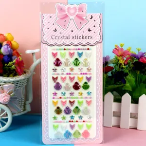 Kids DIY acrylic crystal stickers, colorful heart shell diamond gem craft stickers