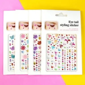 Autocollants de visage d'yeux en cristal 3D strass paillettes maquillage diamants fête