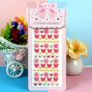 Acrylic crystal diamond stickers, DIY colorful butterfly rhinestone gem stickers for kids crafts.