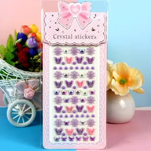 Kids DIY crystal diamond stickers, colorful butterfly acrylic rhinestone sheet for crafts.