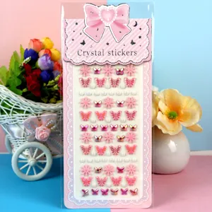 Children DIY Crystal Stickers Acrylic Rhinestone Butterfly Snowflake Gems Craft Sheet