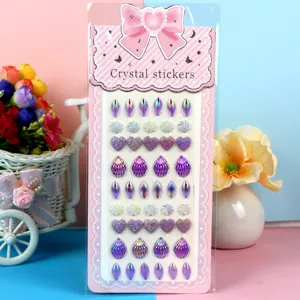 Crystal diamond stickers detail view showing colorful acrylic gems for kids DIY crafts.