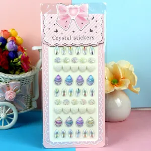 Kids DIY acrylic crystal diamond stickers colorful heart teardrop gem sticker sheet