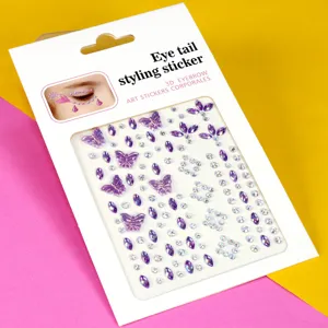 3D yeux visage strass autocollants papillon cristal maquillage décoratif vue détaillée
