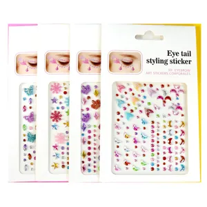 3D Strass Visage Autocollants Cristal Yeux Maquillage Bijoux Fete Corps Art Decors