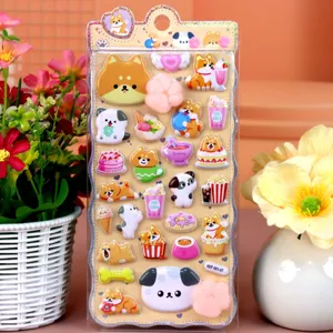Cute 3D puffy squishy sticker sheet with lovely cartoon dogs and cats for daily decompression.