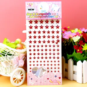 Kids acrylic crystal rhinestone star stickers self-adhesive face makeup party craft decor