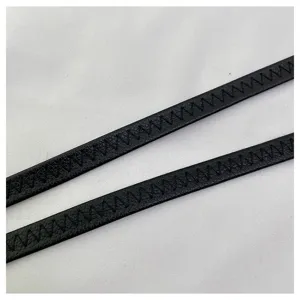 Leather strap detail view showing premium black material with distinctive V-shaped stitching pattern.