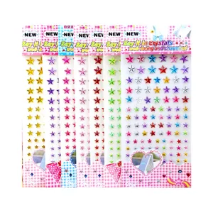 Acrylic crystal star rhinestone stickers for kids crafts DIY party makeup decorations.