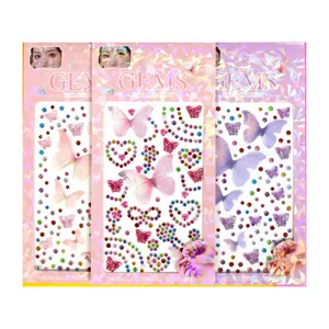 3D Butterfly Rhinestone Face Stickers AB Crystal Gem Stickers for Nail Art and Makeup