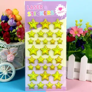 Kids laser star puffy stickers cute colorful shiny DIY decorative sticker pack for party gifts