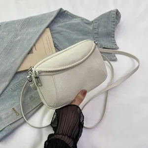 Genuine Leather Women Crossbody Bag Luxury Top Layer Cowhide Double Zipper Shoulder Bag Small Square Handbag
