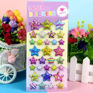 Laser puffy star stickers children gift party decoration blister pack colorful cute designs
