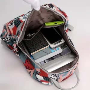 Grande capacità donne stampato zaino leggero idrorepellente nylon casual scuola viaggio dettaglio