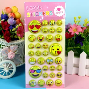 Children laser bubble stickers colorful emoji smiley face blister packaging party gift toys