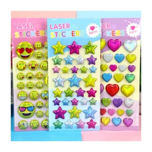 Laser bubble stickers set cute emoji star heart puffy stickers for kids party gifts.