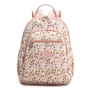 Zaino da donna stampato in nylon casual, leggero impermeabile borsa da viaggio e scuola.