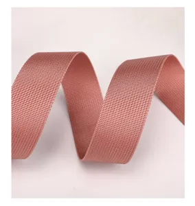 Nylon webbing strap detail, durable fine weave fabric for crossbody bags and fashion accessories.