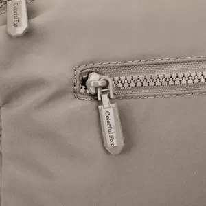 Casual women nylon shoulder bag zipper detail stylish grey waterproof daily commuter handbag