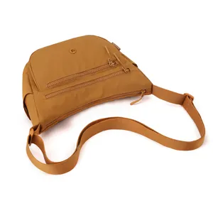 Women casual nylon crossbody bag with multi compartments, lightweight daily shoulder bag for travel.