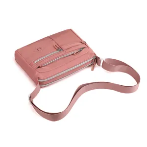 Women nylon crossbody bag detail view, multi-pocket casual shoulder handbag for daily use