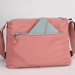Women nylon shoulder crossbody bag casual daily multi-pocket travel messenger handbag.
