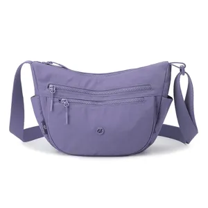 Women nylon crossbody bag casual multi-pocket shoulder bag light purple daily commuting travel